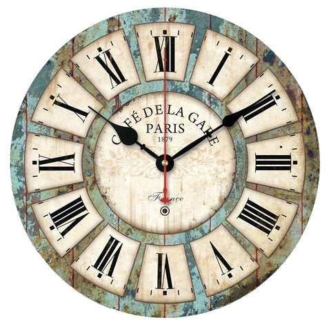 Vintage Round Wood Wall Clock